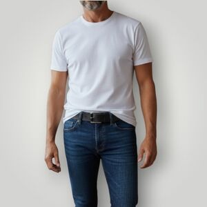 Timberland Men’s Black Genuine Leather Belt 34  Black Single-Prong Distressed